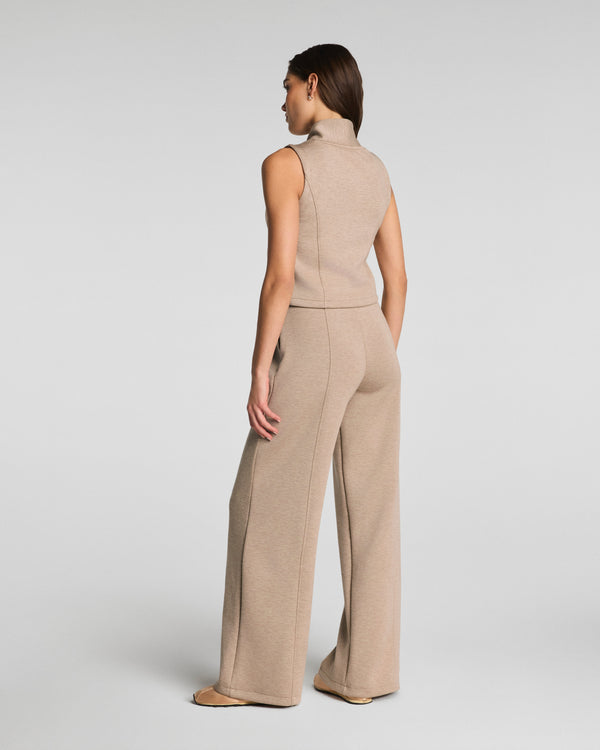 Spanx Shawl Collar Half Zip Jumpsuit Dune Heather