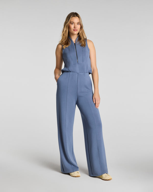 spanx Shawl Collar Half Zip Jumpsuit Rain