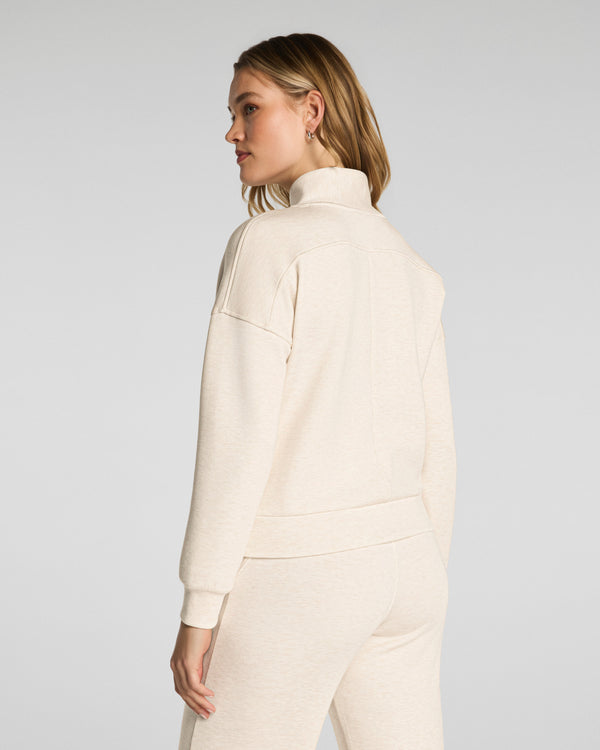 Spanx Shawl Collar Half Zip Oatmeal Heather