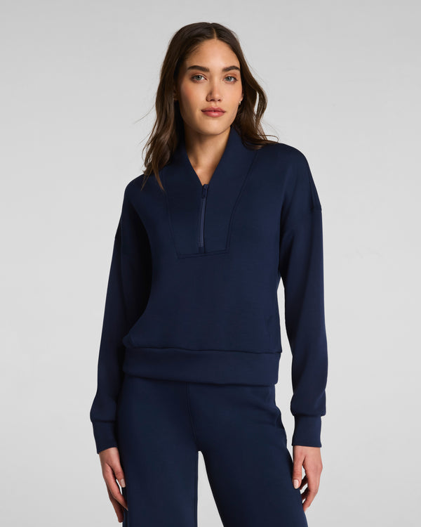 spanx Shawl Collar Half Zip Timeless Navy