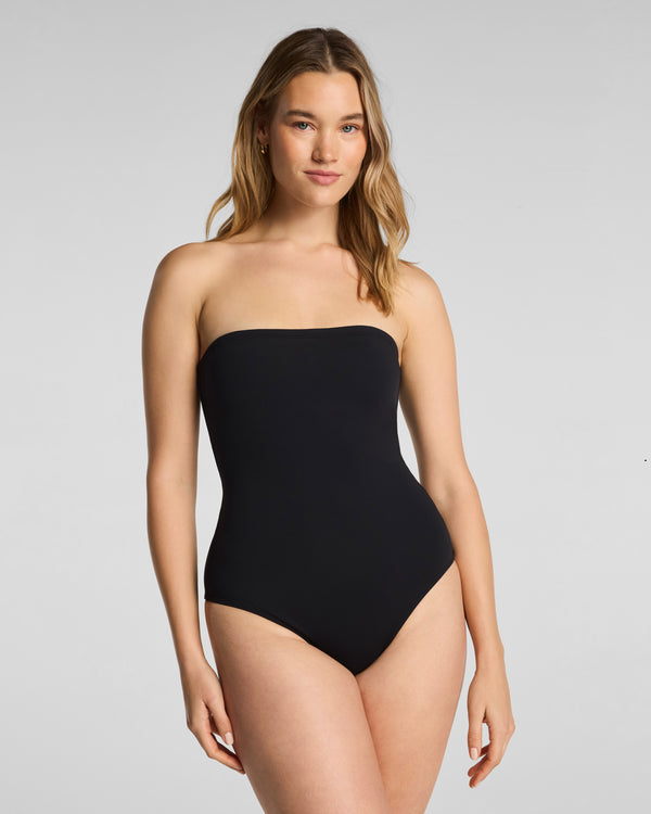 spanx Swim Bandeau One Piece Very Black