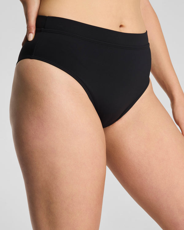 spanx Swim Hi-Rise Cheeky Bikini Bottom Very Black