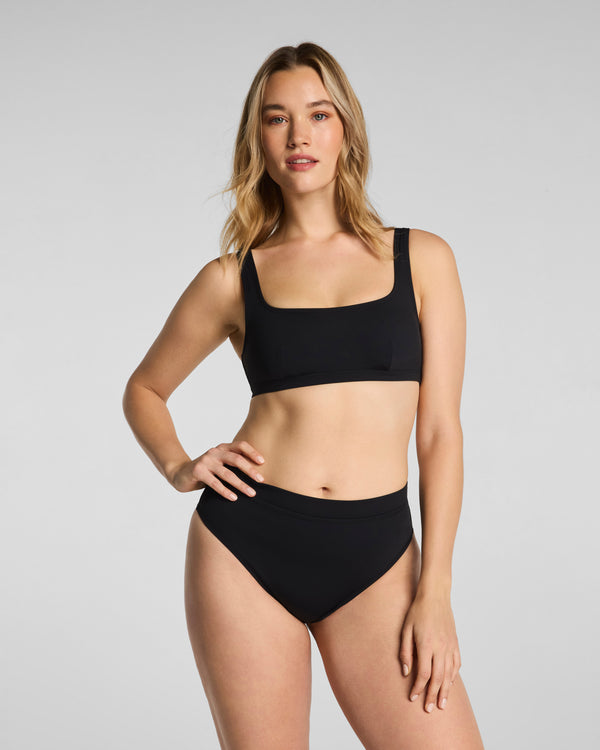 Spanx Swim Scoop Neck Bikini Top Very Black