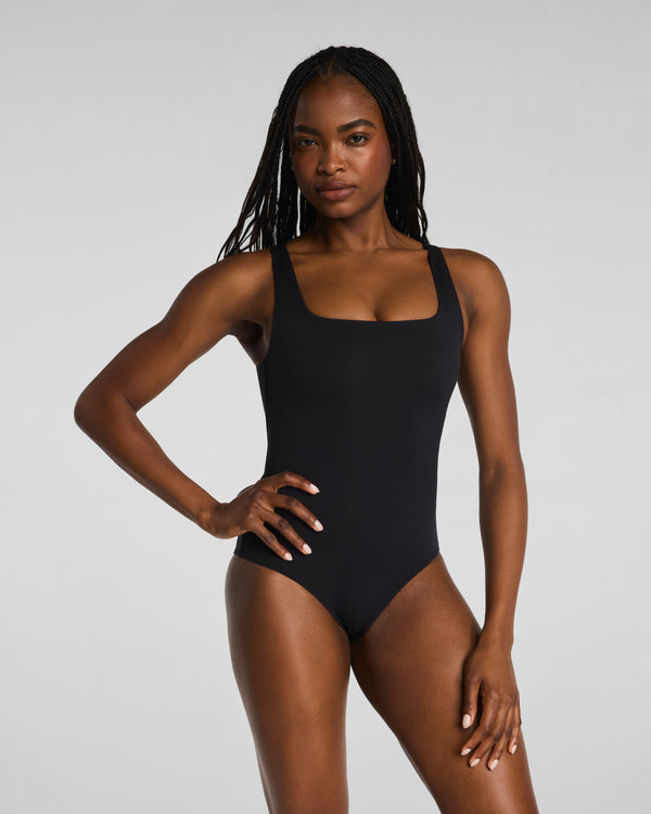 spanx Swim Square Neck One Piece Very Black