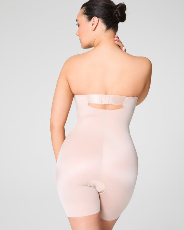 Spanx Strapless Cupped Mid-Thigh Bodysuit Champagne Beige