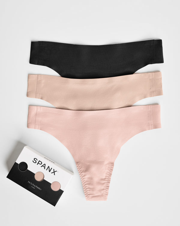 Spanx Thong 3-Pack Box Very Black/Frappe/Vintage Rose
