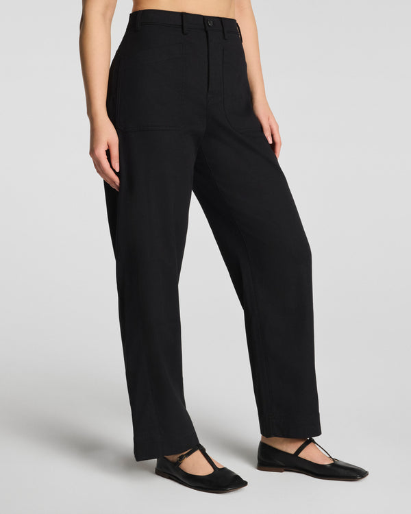 Spanx Utility Barrel Leg Pant With Patch Pockets Classic Black