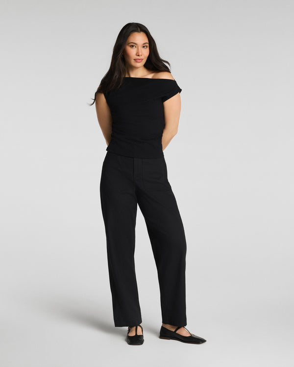 spanx Utility Barrel Leg Pant with Patch Pockets Classic Black