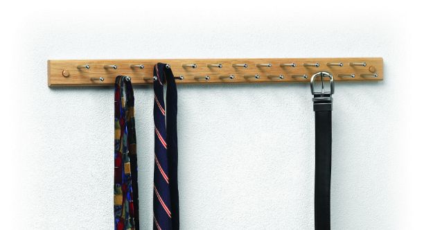 Spectrum Diversified 24-Peg Wall Mount Tie & Belt Organizer - Natural Wood