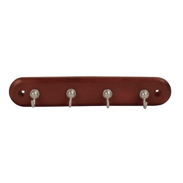 Spectrum Diversified 4-Hook Wall Mount Key Rack - Walnut/Satin Nickel