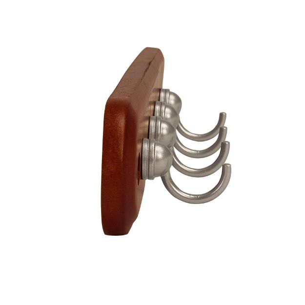 Spectrum Diversified 4-Hook Wall Mount Key Rack - Walnut/Satin Nickel