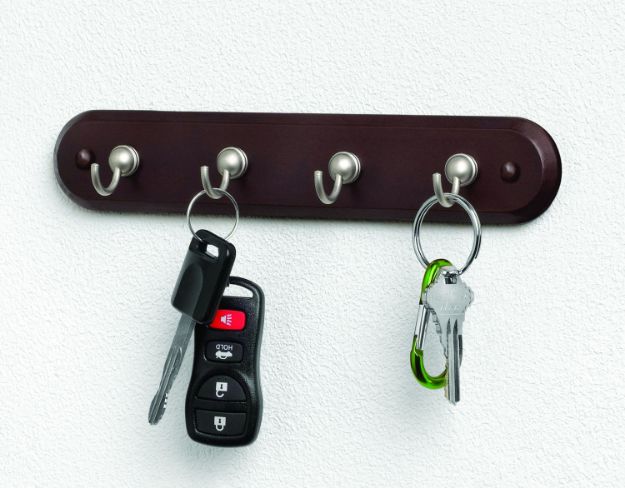 Spectrum Diversified 4-Hook Wall Mount Key Rack - Walnut/Satin Nickel