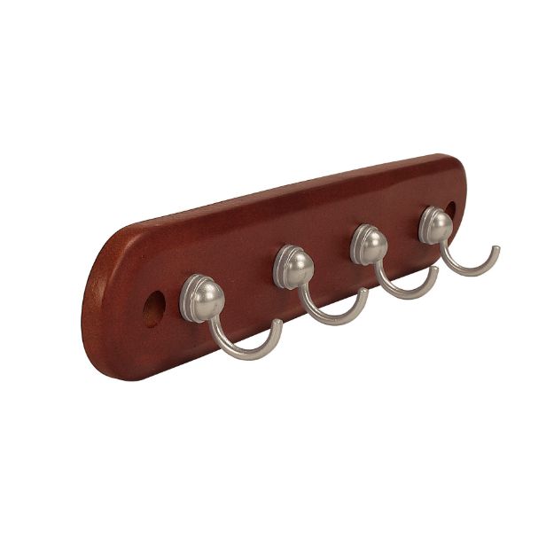 spectrum diversified 4-Hook Wall Mount Key Rack - Walnut/Satin Nickel