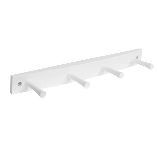 spectrum diversified 4-Hook Wall Mount Wood Rack - White