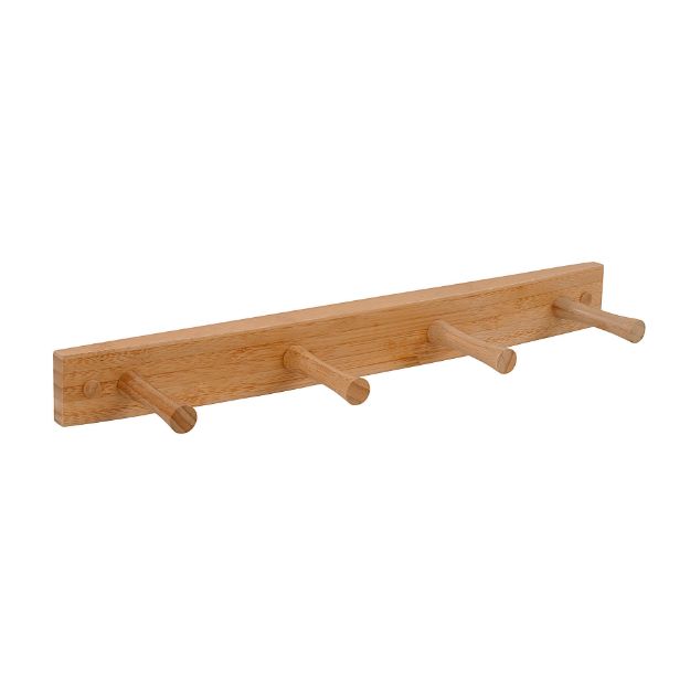spectrum diversified 4-Peg Wall Mount Wood Rack - Bamboo