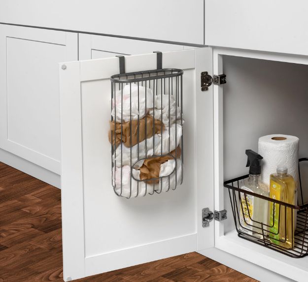 Spectrum Diversified Ashley Over The Cabinet Recycling Bag Holder - Industrial Gray