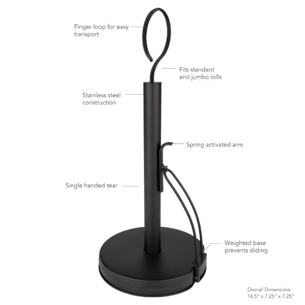 Spectrum Diversified Ashley Tension Paper Towel Holder - Black