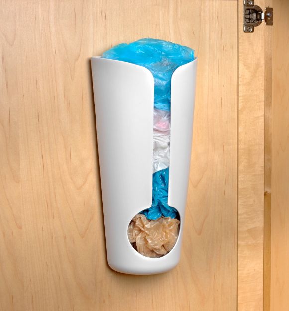 Spectrum Diversified Cabinet & Wall Mount Plastic Recycling Bag Holder - White