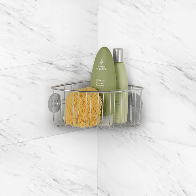 Spectrum Diversified Contempo Suction Cup Corner Shower Basket SS