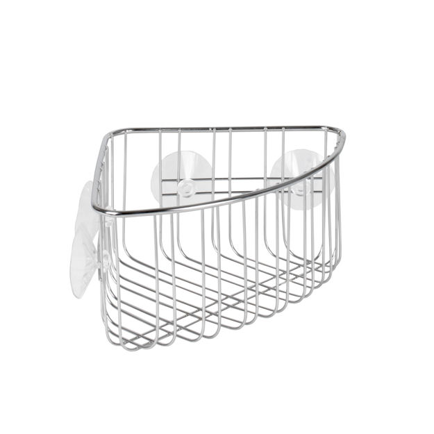 spectrum diversified Contempo Suction Cup Corner Shower Basket SS