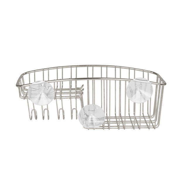 Spectrum Diversified Contempo Suction Storage Basket With Hooks SS