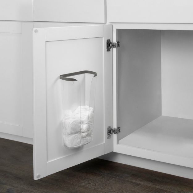 Spectrum Diversified Cora Cabinet & Wall Mount Recycling Bag Holder - Gray/Clear