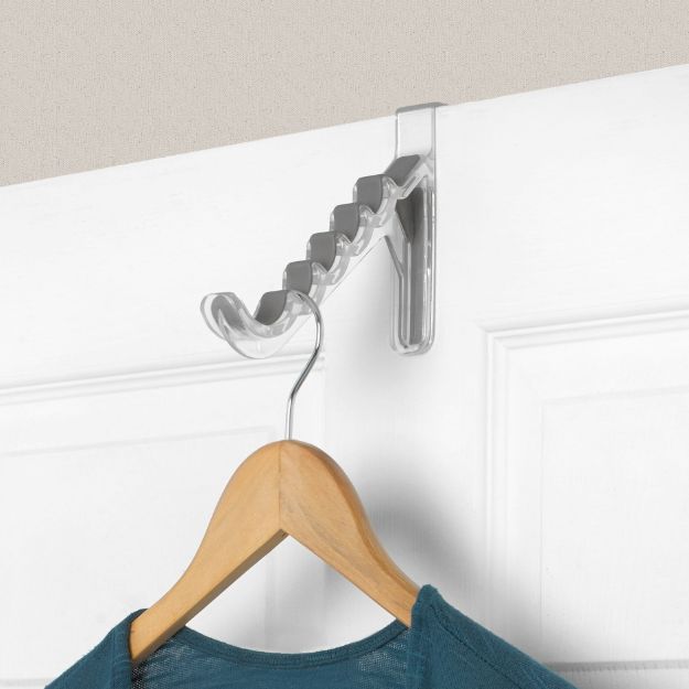 Spectrum Diversified Cora Over The Door Hanger Hook - Gray/Clear