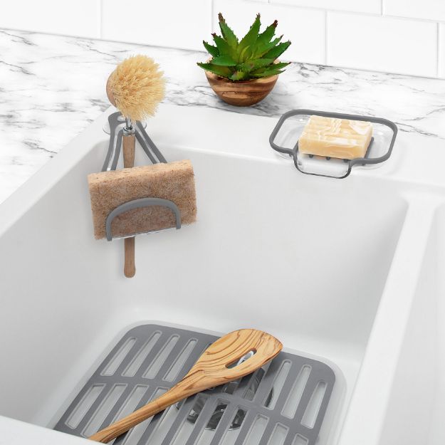 Spectrum Diversified Cora Sink Sponge & Soap Dish - Gray/Clear