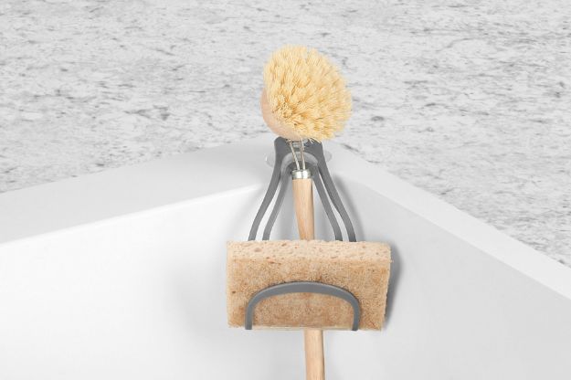 Spectrum Diversified Cora Suction Sink Sponge & Brush Holder - Gray/Clear