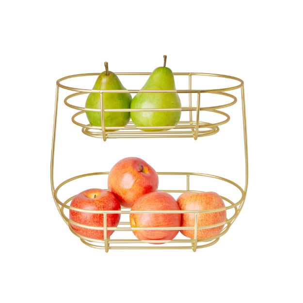 Spectrum Diversified Euro® 2-Tier Oval Fruit Basket - Gold