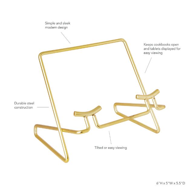 Spectrum Diversified Euro® Cookbook Or Tablet Holder - Gold