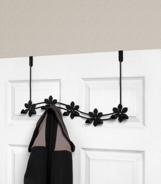 Spectrum Diversified Flower Over The Door 5-Hook Rack - Black