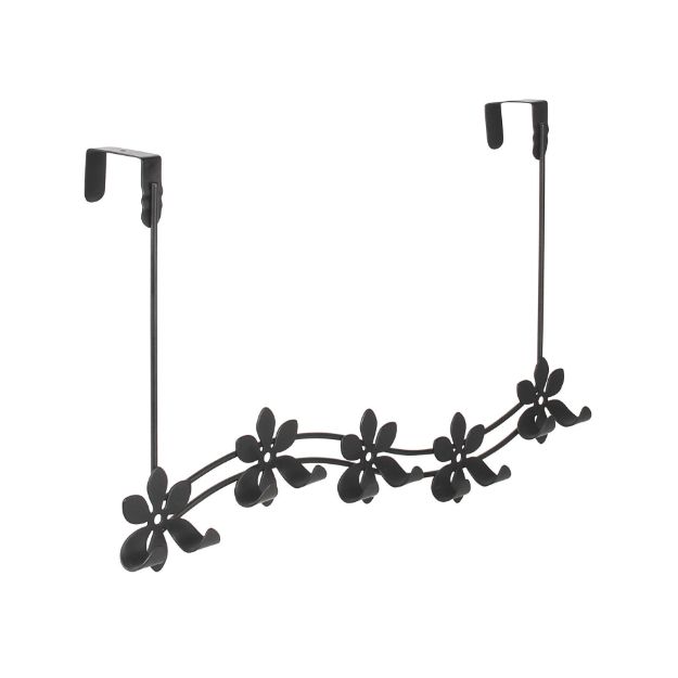 spectrum diversified Flower Over the Door 5-Hook Rack - Black