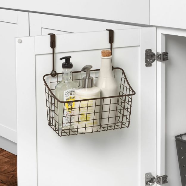 Spectrum Diversified Grid Over The Cabinet Towel Bar & Medium Basket - Bronze
