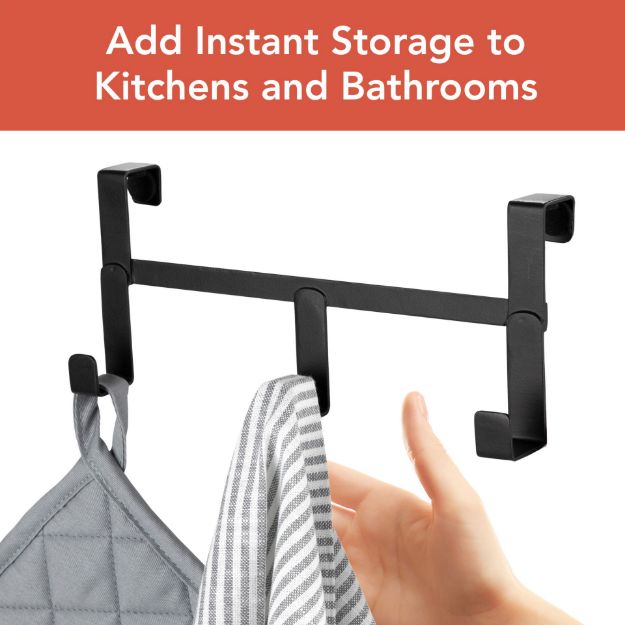 Spectrum Diversified HUDSON OTC TOWEL 3 HOOK BLACK S/2