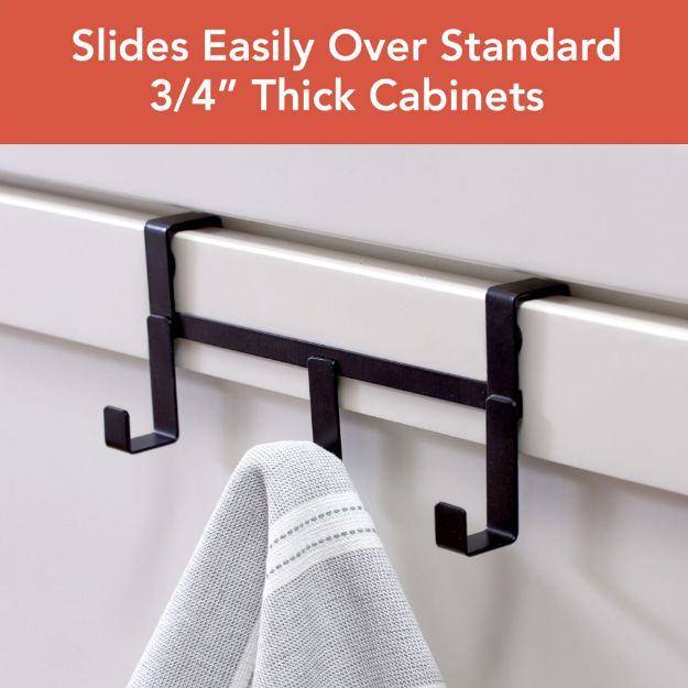 Spectrum Diversified HUDSON OTC TOWEL 3 HOOK BLACK S/2