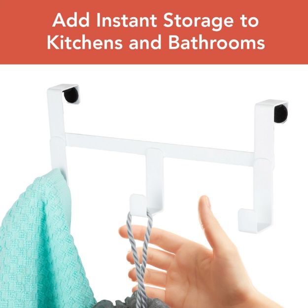 Spectrum Diversified HUDSON OTC TOWEL 3 HOOK WHITE S/2