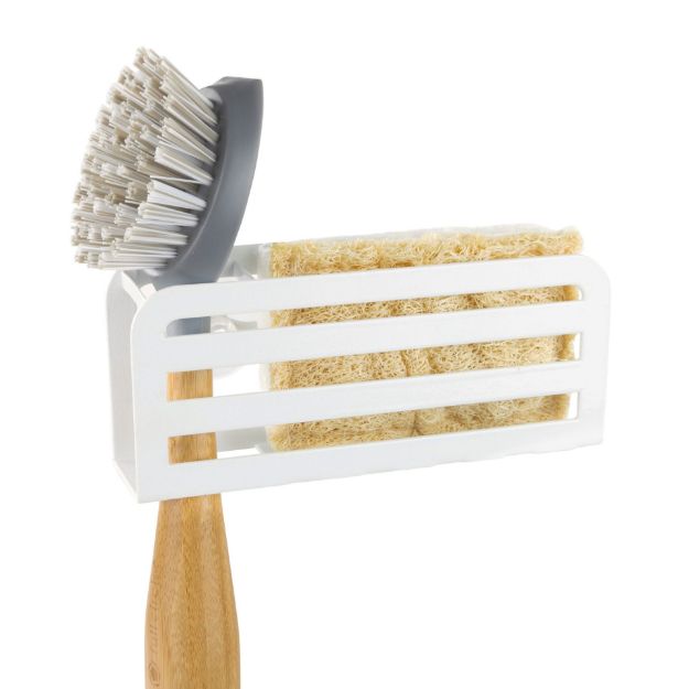 spectrum diversified HUDSON SPONGE AND BRUSH HOLDER WHITE
