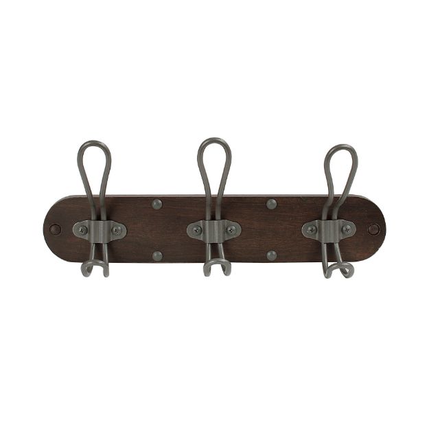Spectrum Diversified Millbrook Wall Mount 3-Hook Wood Rack - Coffee