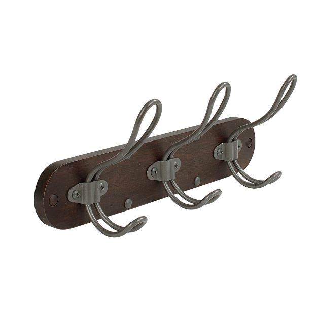 spectrum diversified Millbrook Wall Mount 3-Hook Wood Rack - Coffee