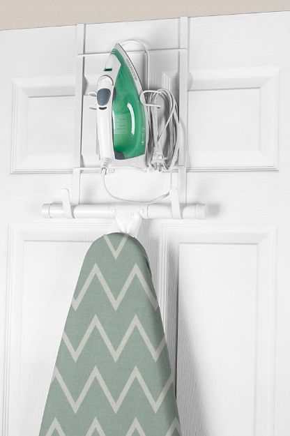 Spectrum Diversified Over The Door Iron & Ironing Board Holder - White