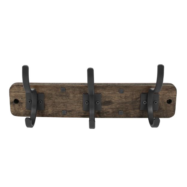 Spectrum Diversified Richmond Wall Mount 3-Hook Wood Rack - Coffee