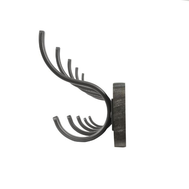 Spectrum Diversified Richmond Wall Mount 5-Hook Wood Rack - Coffee With Industrial Gray Hooks