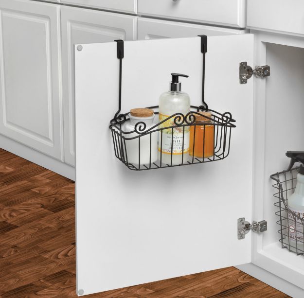 Spectrum Diversified Scroll Over The Cabinet Door Medium Basket - Black