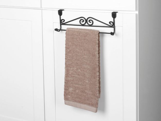 Spectrum Diversified Scroll™ Over The Cabinet Door Towel Bar - Black