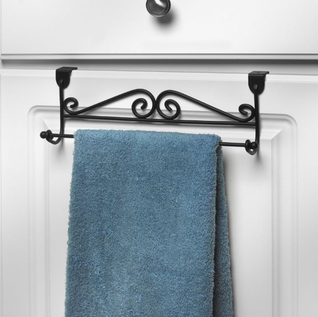 Spectrum Diversified Scroll™ Over The Cabinet Door Towel Bar - Black