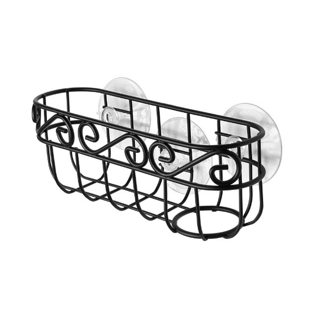 spectrum diversified Scroll™ Suction Sink Sponge & Brush Holder - Black