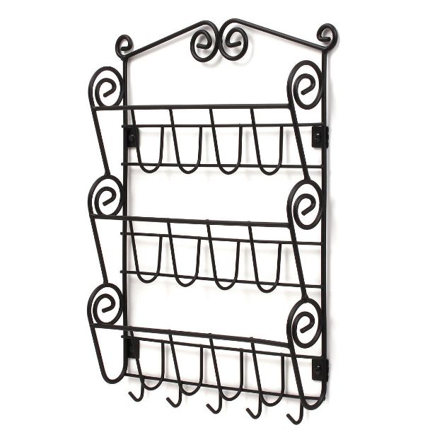 spectrum diversified Scroll Wall Mount 3-Tier Letter Holder & Key Rack - Black