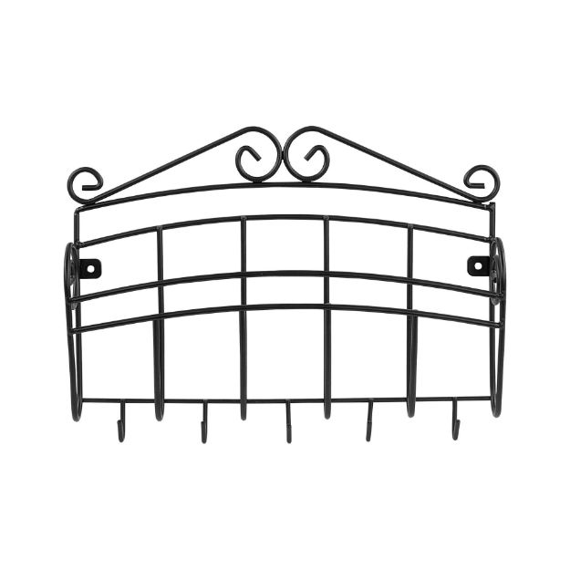 Spectrum Diversified Scroll Wall Mount Letter Holder & Key Rack - Black