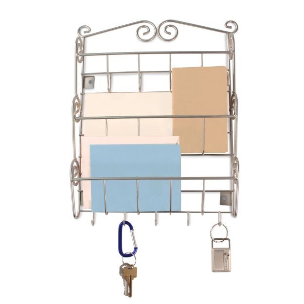 Spectrum Diversified Scroll Wall Mount Letter Holder & Key Rack - Satin Nickel